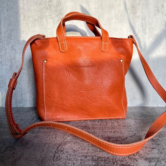 Portland Leather Goods Mini Crossbody Tote - Orange - Picture 3 of 3